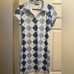 SHEIN Light Blue and White Argyle Shirt